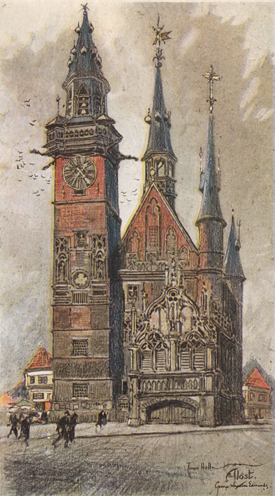 ALOST (AALST) . The Town Hall. Belgium 1916 old antique vintage print picture